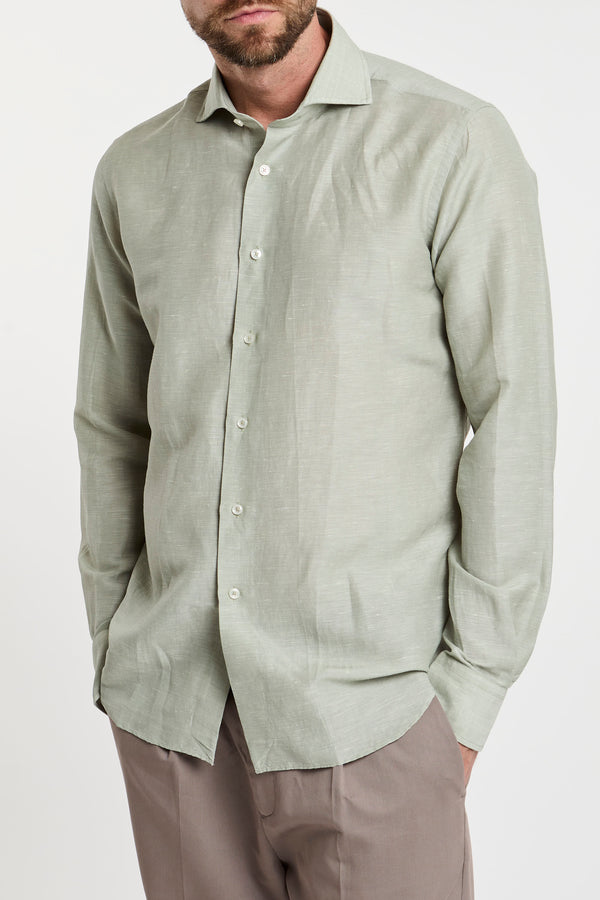 Xacus Wool and Linen Blend Green Shirt - 7