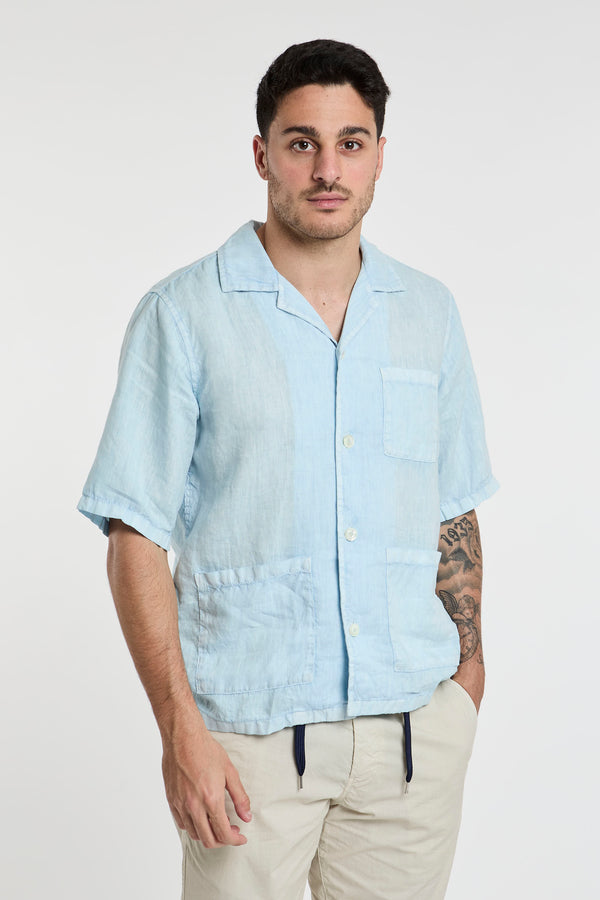 Aspesi Linen Bowling Shirt in Blue - 3