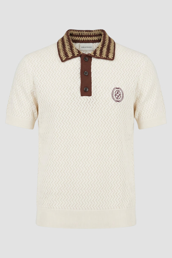 Openwork knit polo shirt - 1