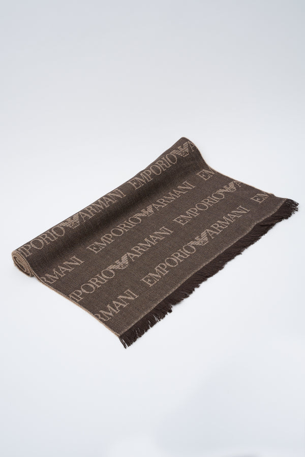 Jacquard-Schal mit Logo und Fransen - 1