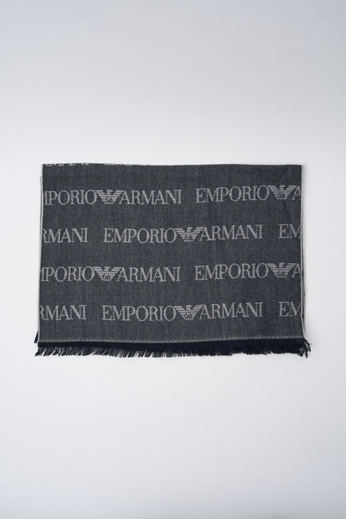 Sciarpa Jacquard in lana vergine con logo e frange-2