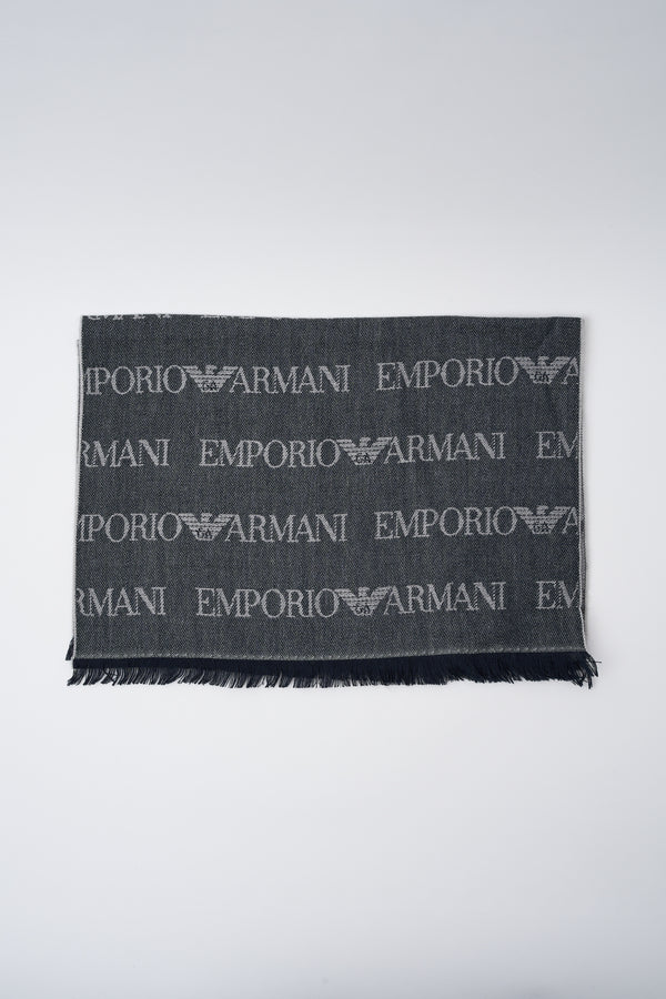 Sciarpa Jacquard in lana vergine con logo e frange - 2