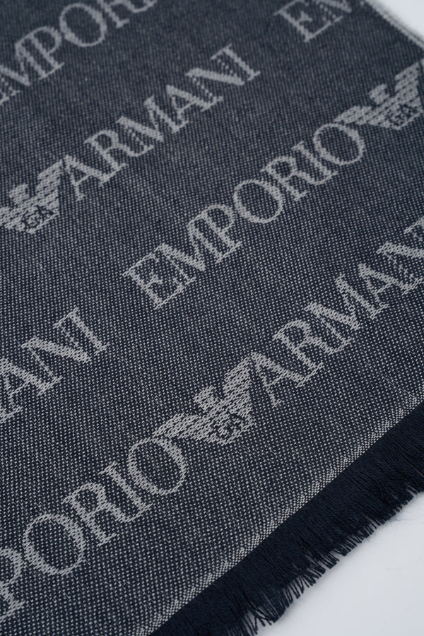 Sciarpa Jacquard in lana vergine con logo e frange - 3