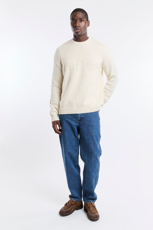 Maglione George in Lana Riciclata con Logo Intarsiato