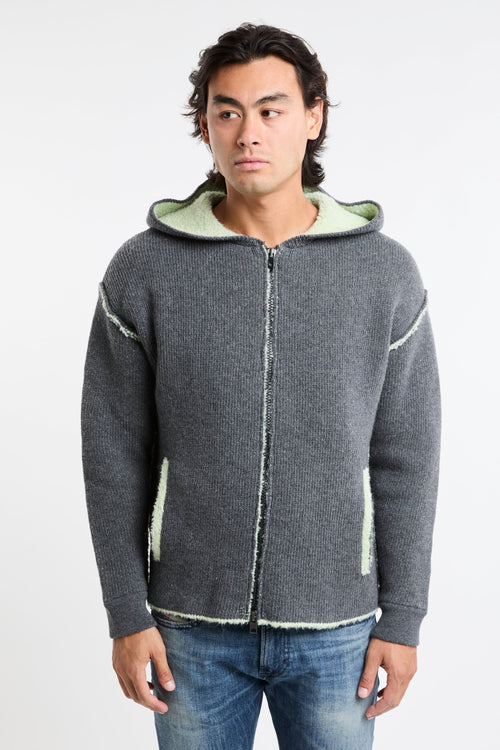 Maglia aperta con cappuccio