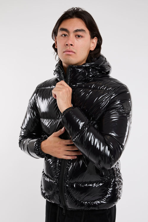 Herno Glossy Bomber Jacket Black Fabric