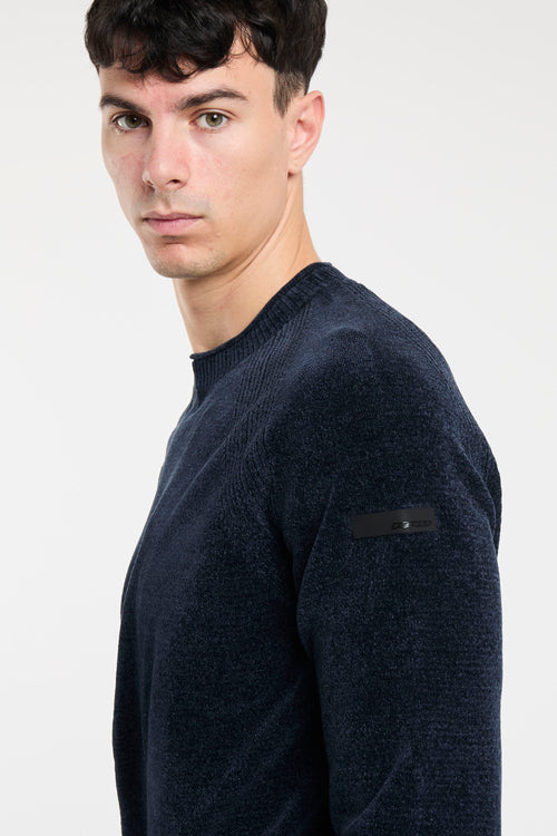 Velvet Round Knit Pullover in Blau von RRD