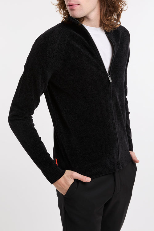 Full Zip Knit Velvet Black Sweaters RRD