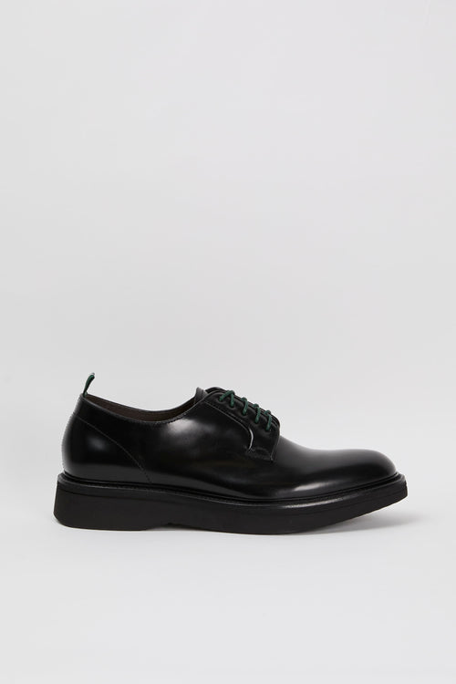 Green George Black Leather Lace-Up Shoe