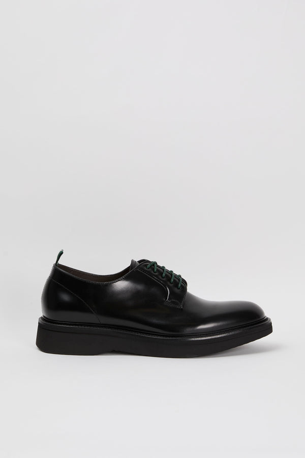 Green George Black Leather Lace-Up Shoe - 1