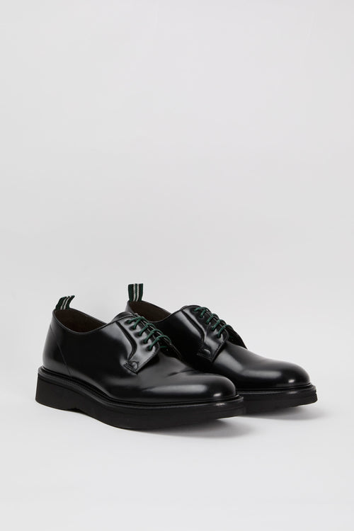 Green George Black Leather Lace-Up Shoe-2