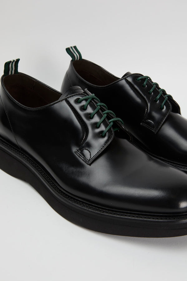 Green George Black Leather Lace-Up Shoe - 3