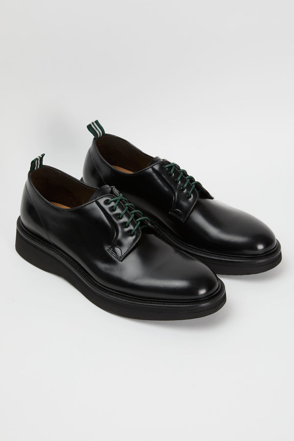 Green George Black Leather Lace-Up Shoe - 4