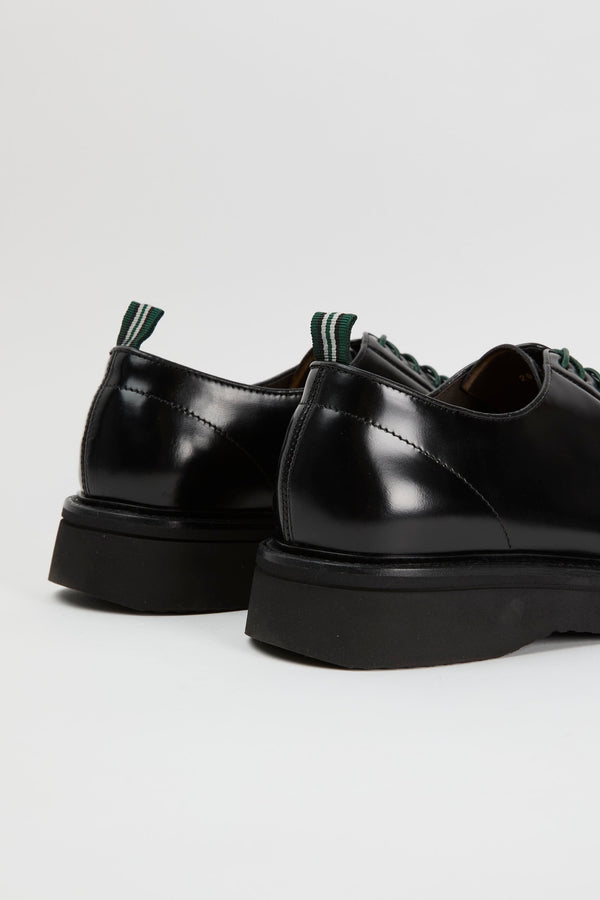 Green George Black Leather Lace-Up Shoe - 5