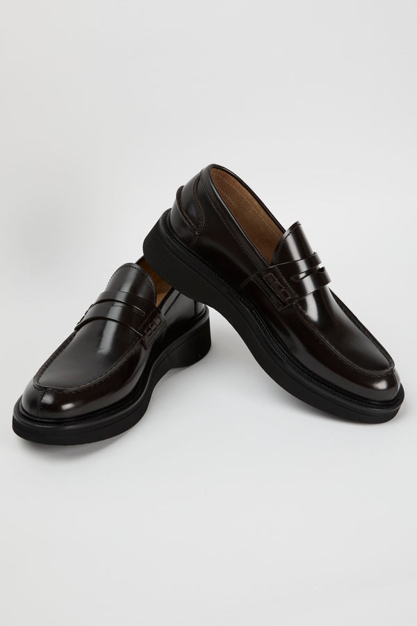 Green George Dark Brown Leather Loafers - 3