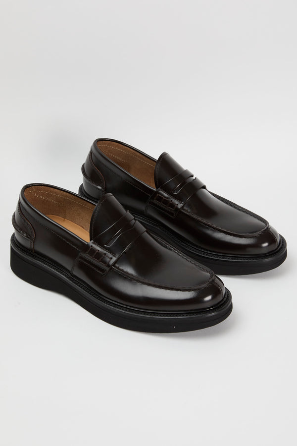 Green George Dark Brown Leather Loafers - 4