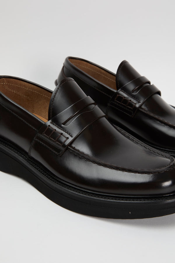 Green George Dark Brown Leather Loafers - 5