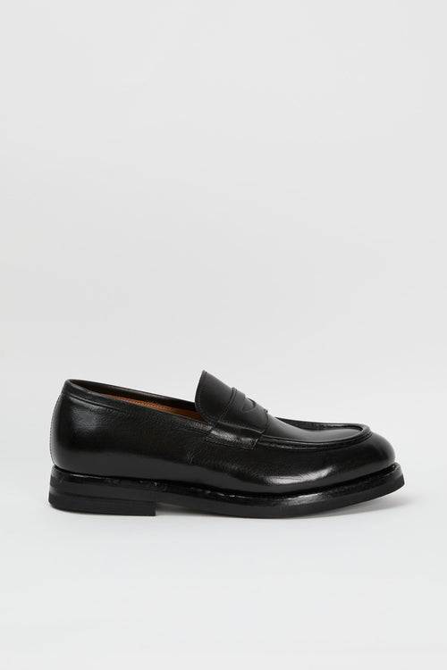 Green George Black Leather Loafers