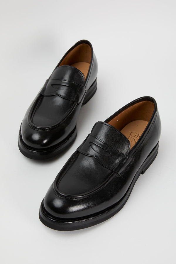 Green George Black Leather Loafers - 3