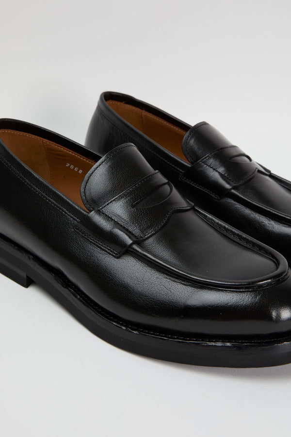 Green George Black Leather Loafers - 4