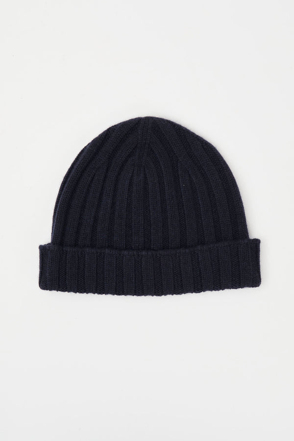 Filippo De Laurentiis Ribbed Cashmere Beanie Hat in Blue - 1