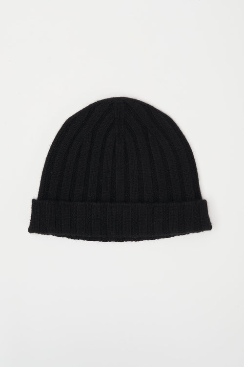 Ribbed Cashmere Beanie Black by Filippo De Laurentiis