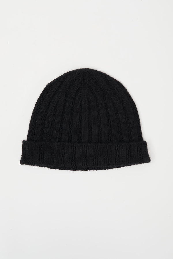 Ribbed Cashmere Beanie Black by Filippo De Laurentiis - 1