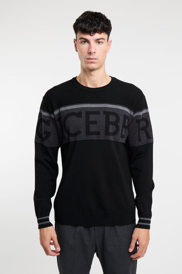 Iceberg Cotton Black Sweater Iceberg - 1