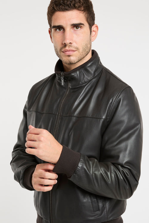 Brown Leather Jacket by Gimo's