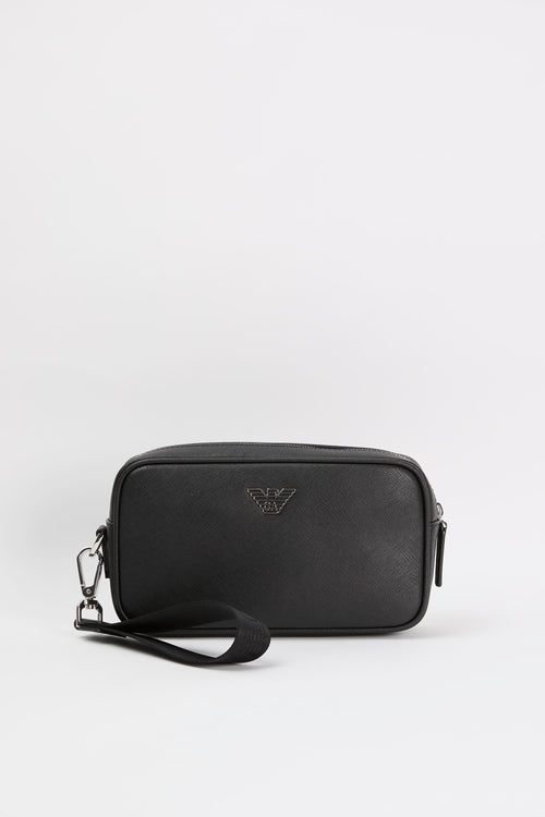 Emporio Armani Beauty Case Rigenerata Saffiano Schwarz