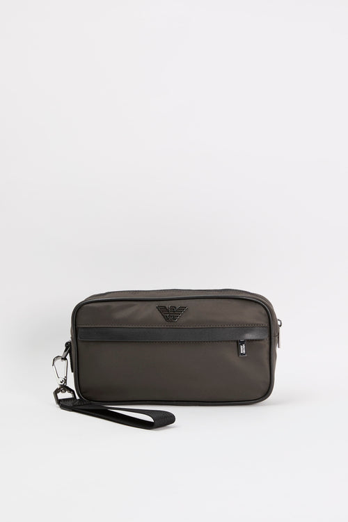 Emporio Armani Military Green Polyamide/Polyester Beauty Case