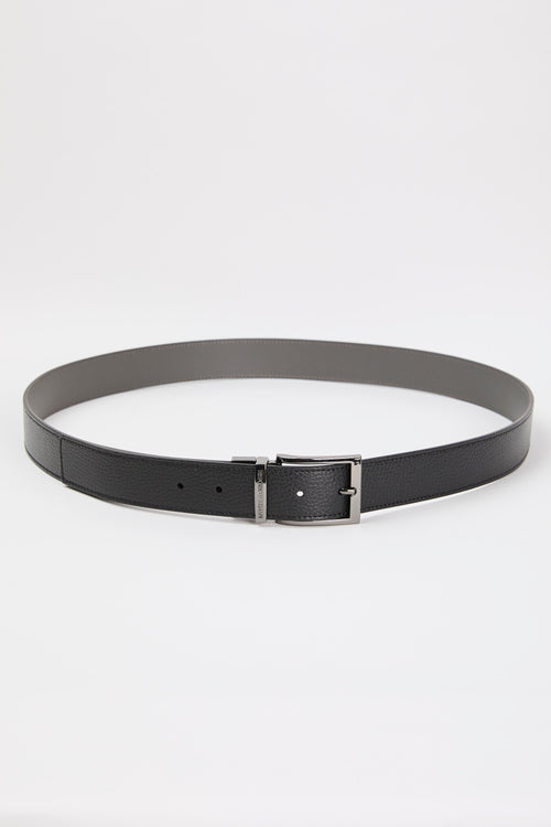 Emporio Armani Leather Belt 7414 Bovine Black/Grey-2