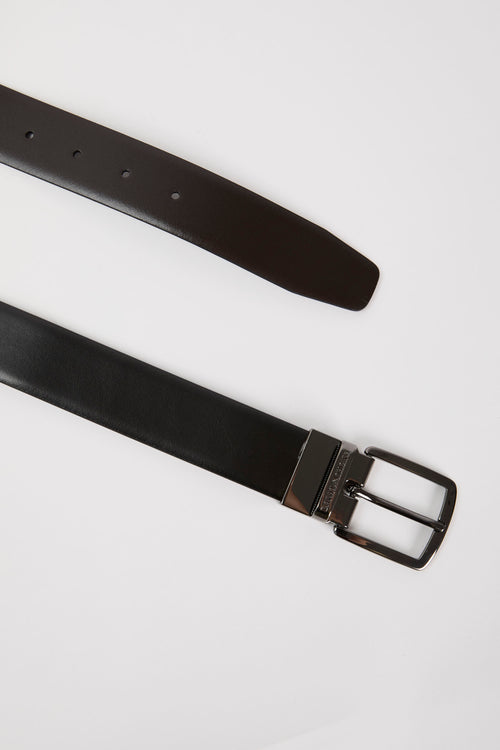 Emporio Armani Reversible Dark Brown Bovine Leather Belt