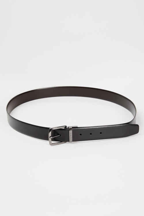 Emporio Armani Reversible Dark Brown Bovine Leather Belt-2