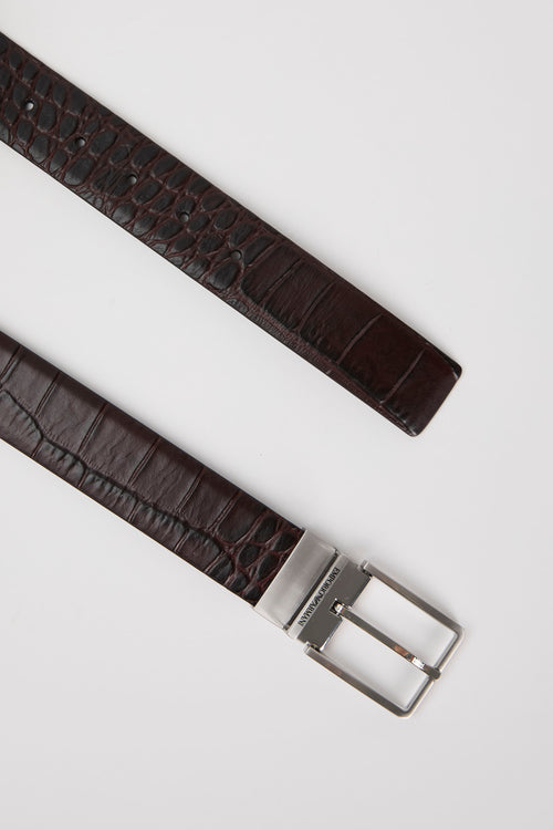 Emporio Armani Dark Brown Bovine Leather Belt