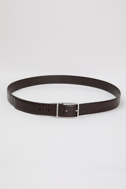 Emporio Armani Dark Brown Bovine Leather Belt-2