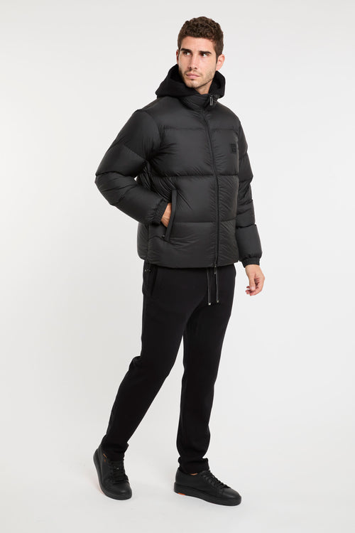 Black Rubberized Down Jacket Emporio Armani