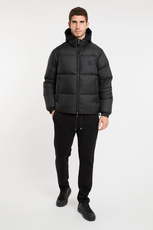 Black Rubberized Down Jacket Emporio Armani-2