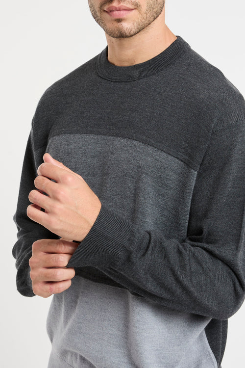 Maxi-Streifenpullover aus Reiner Schurwolle in Grau von Emporio Armani