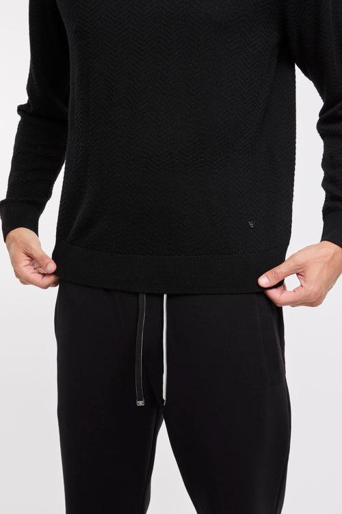 Emporio Armani Schwarzer Pullover aus reiner Schurwolle-2