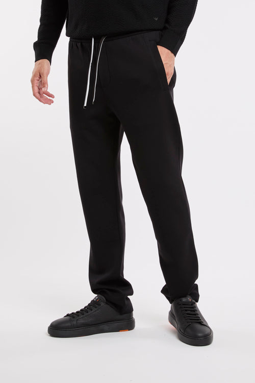 Pantalone jogger in double jersey con patch logo aquila-2