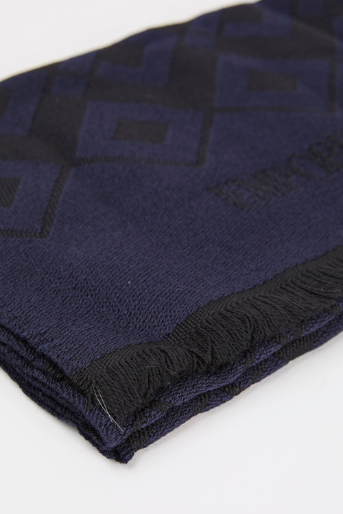 Emporio Armani Virgin Wool Scarf Blue