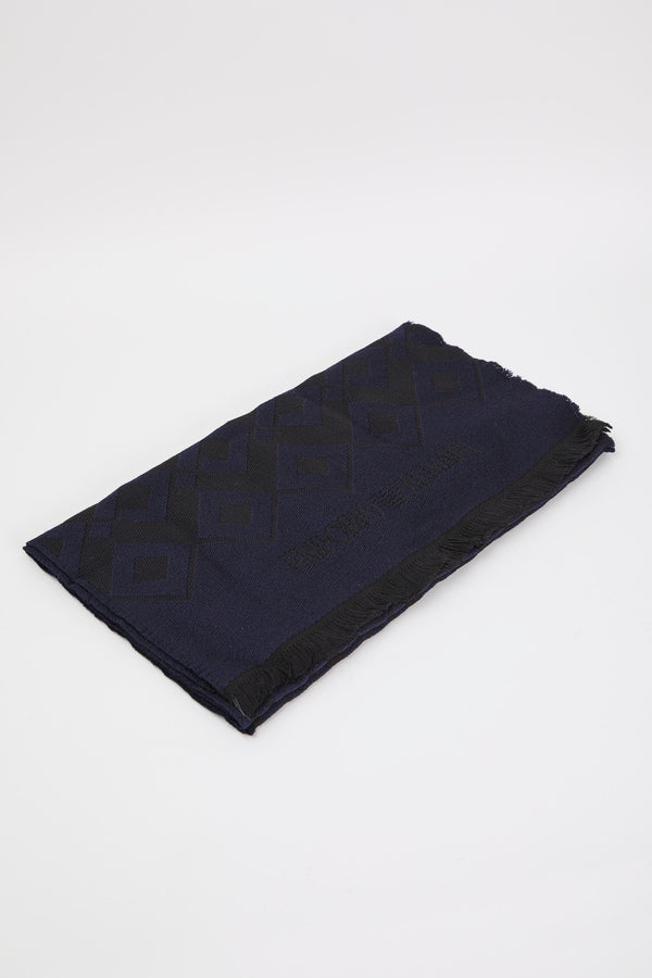 Emporio Armani Virgin Wool Scarf Blue - 3