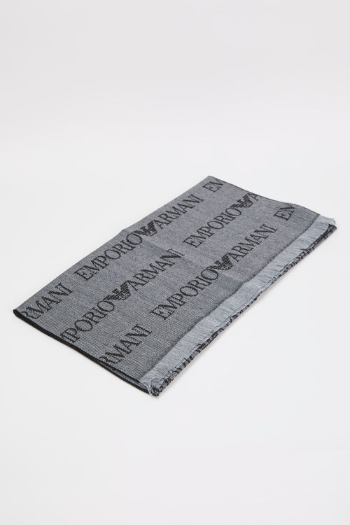 Emporio Armani Wool/Acrylic Blend Scarf Grey