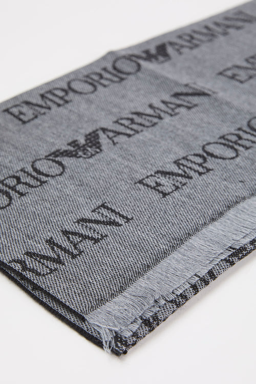 Emporio Armani Wool/Acrylic Blend Scarf Grey-2