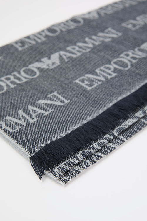 Emporio Armani Blue Wool Blend Scarf-2