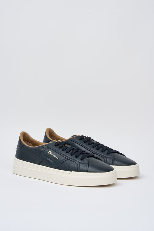 Santoni Sneakers mit Doppeltem Schnallenverschluss und Blauem Leder-2