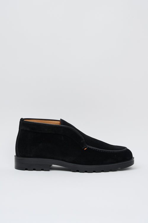 Santoni Suede Black Ankle Boot