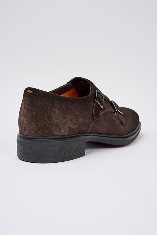 Santoni Doppelschnalle Wildleder Braun - 5