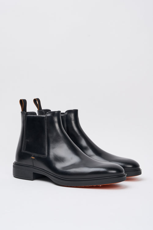 Santoni Black Leather Ankle Boots-2